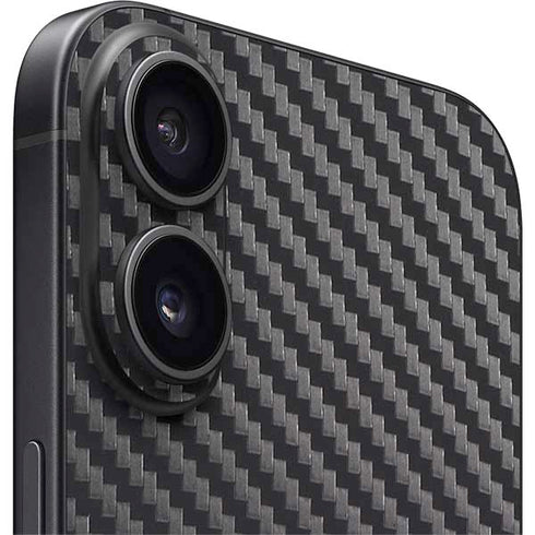 Black Carbon Fiber Specialty Texture Material iPhone 16 Plus Skin