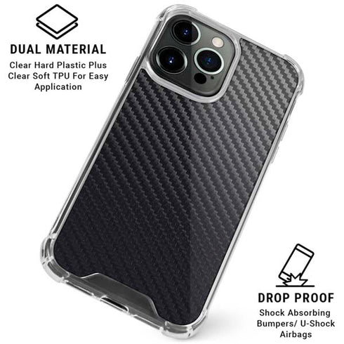 Black Carbon Fiber Specialty Texture Material iPhone 16 Pro Max Clear Case