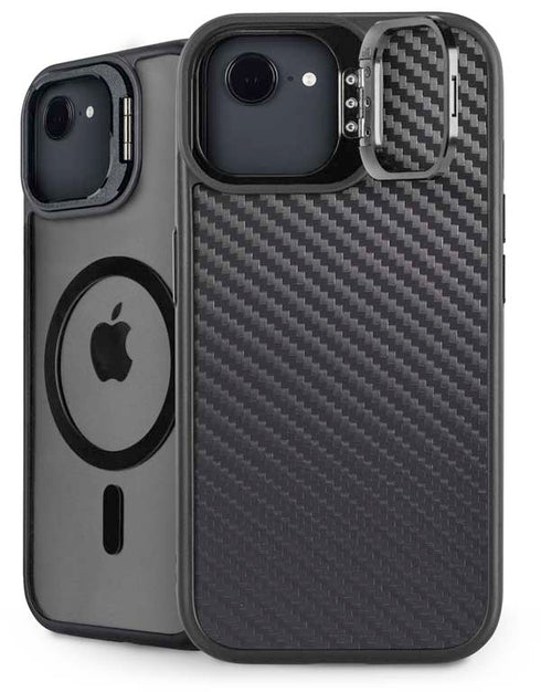 Black Carbon Fiber Specialty Texture Material iPhone 16e Kickstand Case