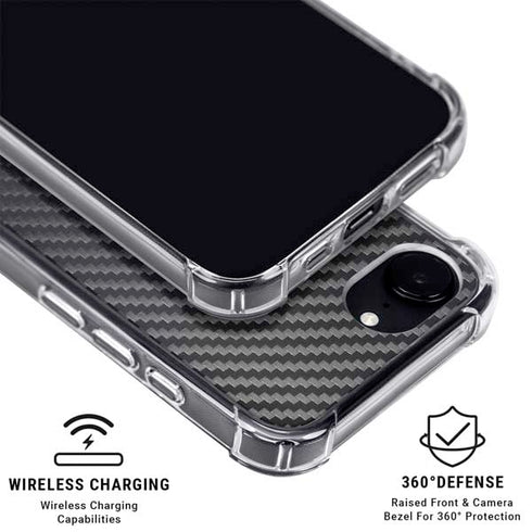 Black Carbon Fiber Specialty Texture Material iPhone 16e Clear Case
