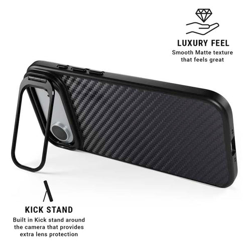 Black Carbon Fiber Specialty Texture Material iPhone 17 Air Kickstand Case