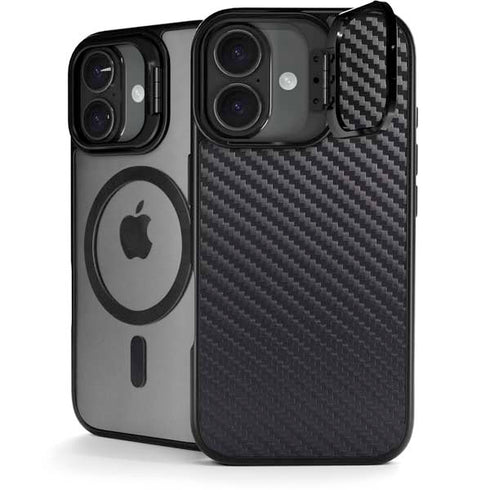 Black Carbon Fiber Specialty Texture Material iPhone 17 Kickstand Case