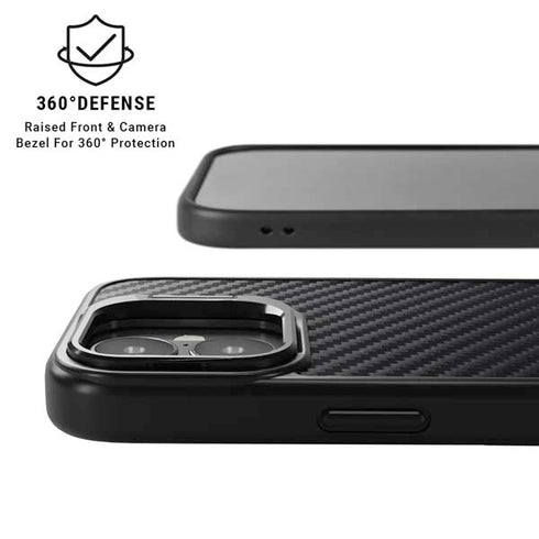 Black Carbon Fiber Specialty Texture Material iPhone 17 Kickstand Case