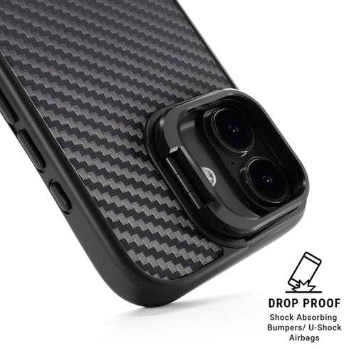 Black Carbon Fiber Specialty Texture Material iPhone 17 Kickstand Case