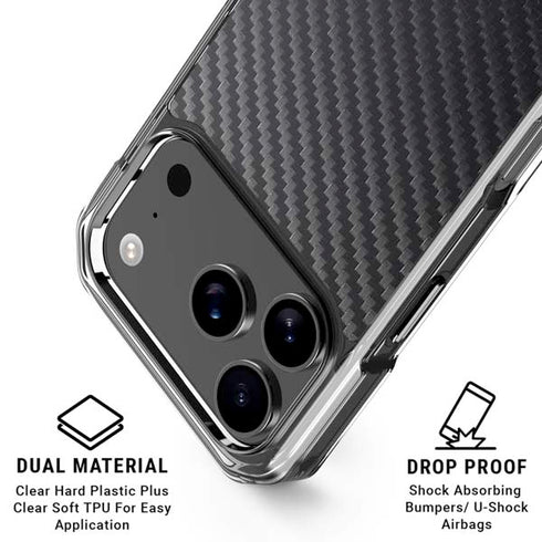 Black Carbon Fiber Specialty Texture Material iPhone 17 Pro Max Clear Case