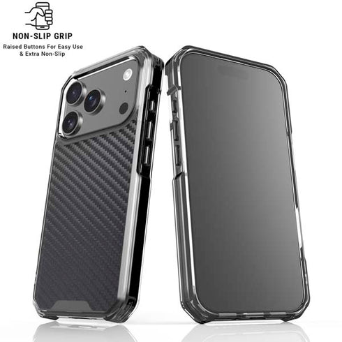 Black Carbon Fiber Specialty Texture Material iPhone 17 Pro Max Clear Case