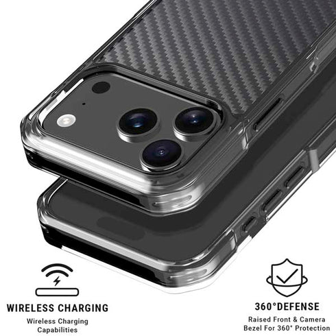 Black Carbon Fiber Specialty Texture Material iPhone 18 Pro Clear Case