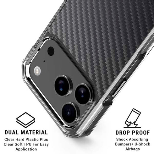 Black Carbon Fiber Specialty Texture Material iPhone 18 Pro Clear Case
