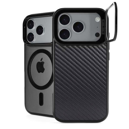 Black Carbon Fiber Specialty Texture Material iPhone 18 Pro Kickstand Case