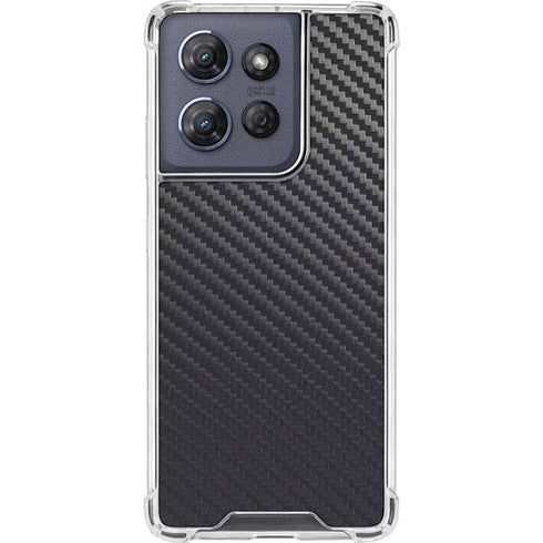 Black Carbon Fiber Specialty Texture Material Moto G 5G (2025) Clear Case