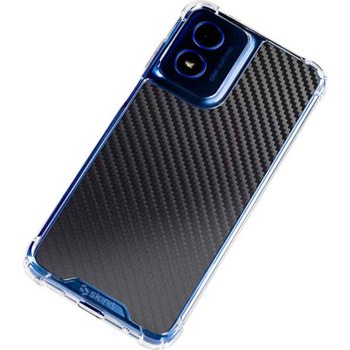 Black Carbon Fiber Specialty Texture Material Moto G Play 4G (2024) Clear Case