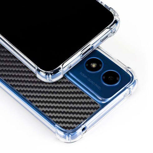 Black Carbon Fiber Specialty Texture Material Moto G Play 4G (2024) Clear Case