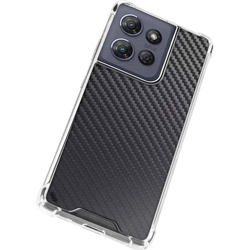 Black Carbon Fiber Specialty Texture Material Moto G Play 5G (2025) Clear Case