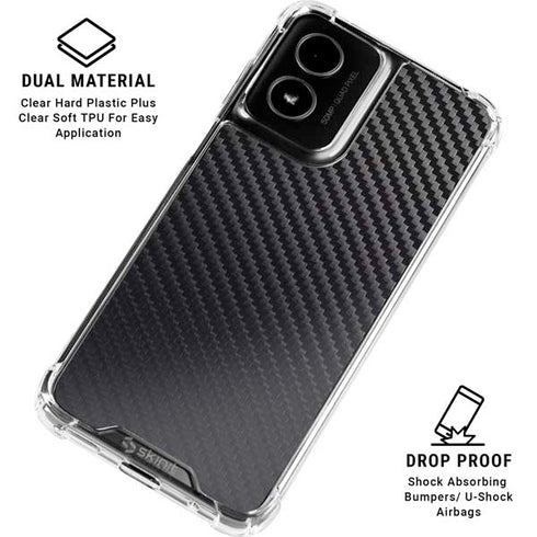 Black Carbon Fiber Specialty Texture Material Moto G Power 5G (2024) Clear Case