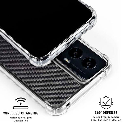 Black Carbon Fiber Specialty Texture Material Moto G Power 5G (2024) Clear Case