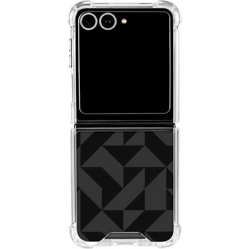 Black Geometric Galaxy Z Flip7 Clear Case