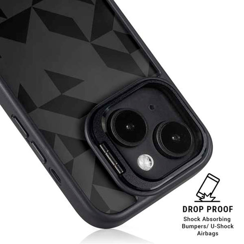 Black Geometric iPhone 15 Kickstand Case
