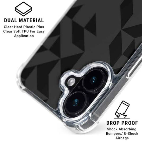 Black Geometric iPhone 16 Plus Clear Case
