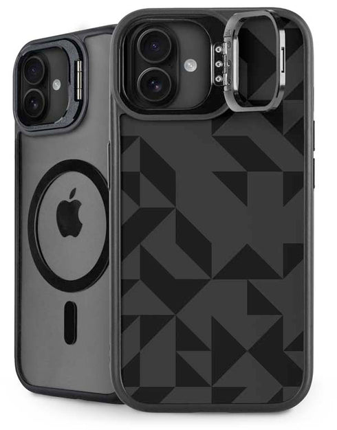 Black Geometric iPhone 16 Plus Kickstand Case