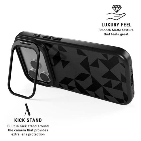 Black Geometric iPhone 17 Pro Max Kickstand Case