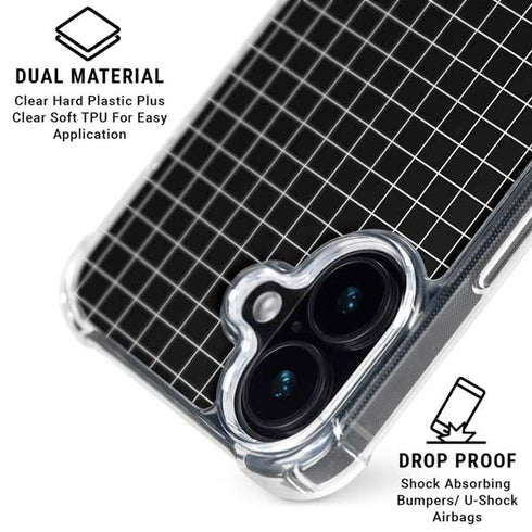 Black Grid iPhone 16 Clear Case