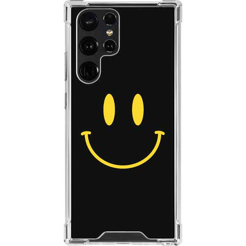 Black Happy Face Galaxy S23 Ultra Clear Case