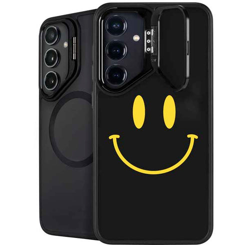 Black Happy Face Galaxy S25 Kickstand Case