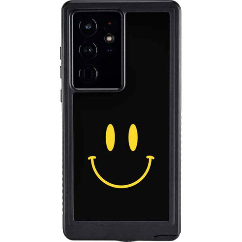 Black Happy Face Galaxy S24 Ultra Waterproof Case