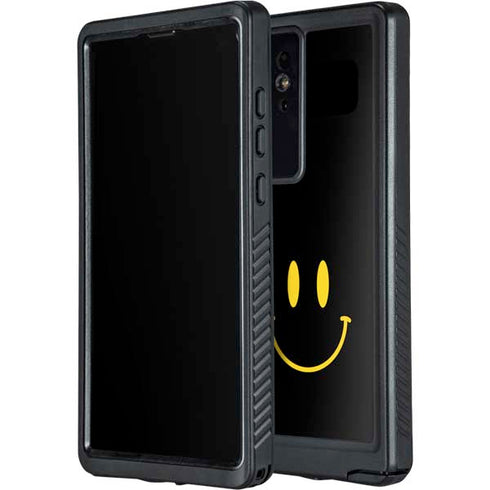 Black Happy Face Galaxy S24 Ultra Waterproof Case