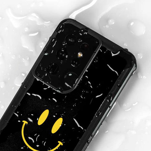 Black Happy Face Galaxy S24 Ultra Waterproof Case