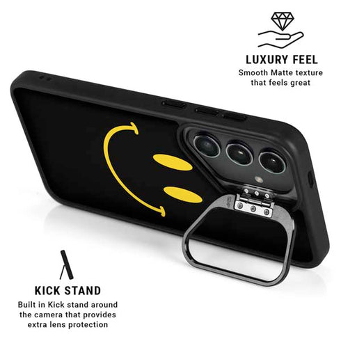 Black Happy Face Galaxy S25 FE Kickstand Case
