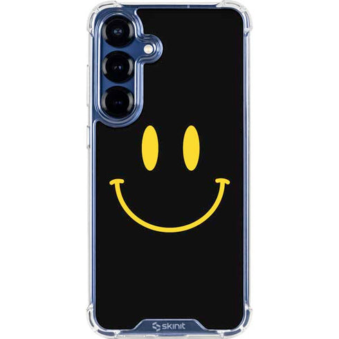 Black Happy Face Galaxy S25 Plus Clear Case