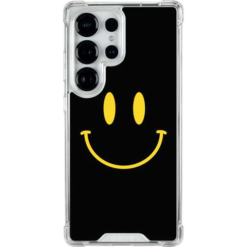 Black Happy Face Galaxy S25 Ultra Clear Case