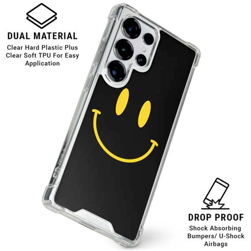 Black Happy Face Galaxy S25 Ultra Clear Case