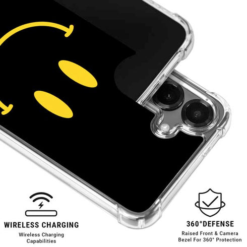 Black Happy Face Galaxy S26 Clear Case