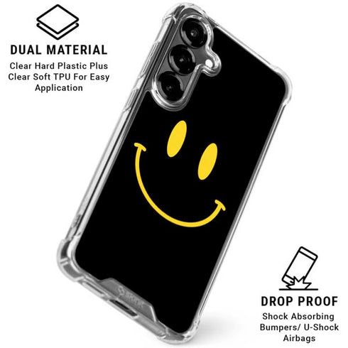 Black Happy Face Galaxy S26 Clear Case