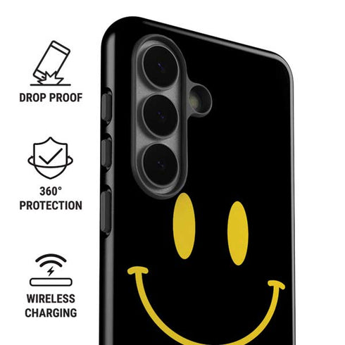 Black Happy Face Galaxy S26 Impact Case
