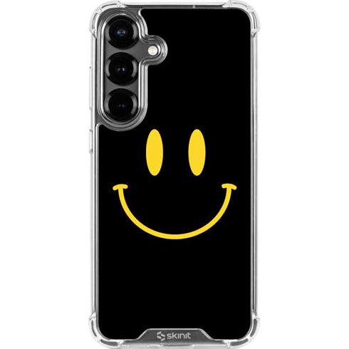 Black Happy Face Galaxy S26 Plus Clear Case