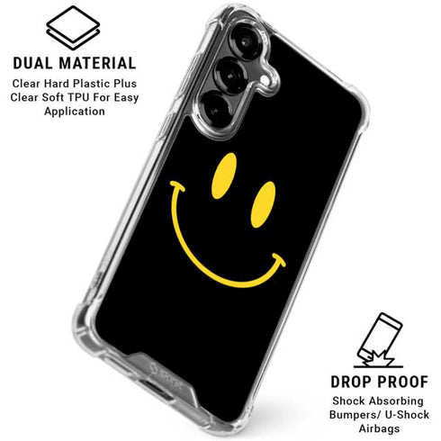 Black Happy Face Galaxy S26 Plus Clear Case