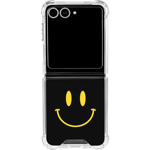 Black Happy Face Galaxy Z Flip7 Clear Case