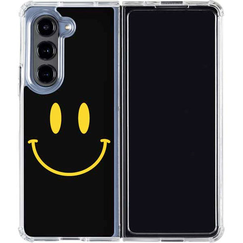 Black Happy Face Galaxy Z Fold5 5G Clear Case