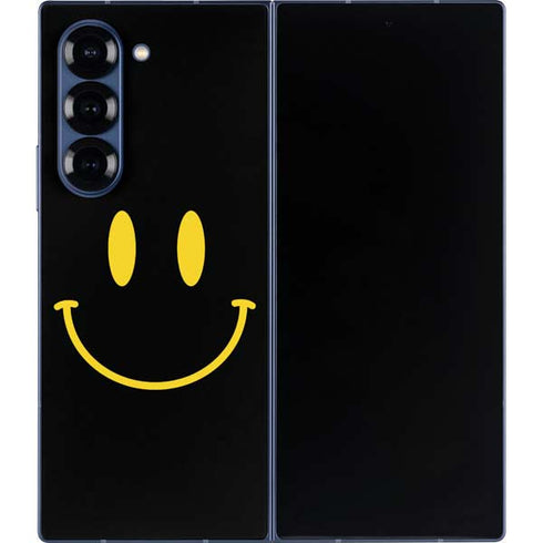 Black Happy Face Galaxy Z Fold6 Skin