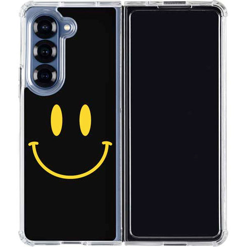 Black Happy Face Galaxy Z Fold7 Clear Case