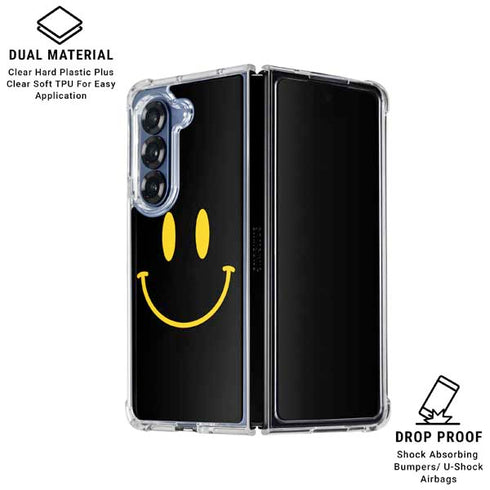 Black Happy Face Galaxy Z Fold7 Clear Case