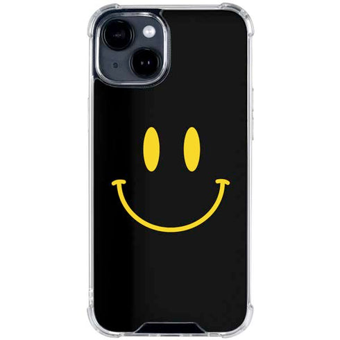 Black Happy Face iPhone 15 Clear Case