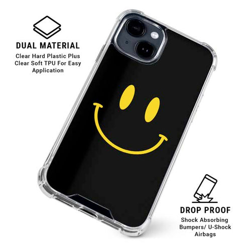 Black Happy Face iPhone 15 Clear Case
