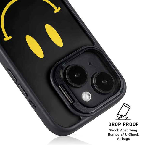 Black Happy Face iPhone 15 Kickstand Case
