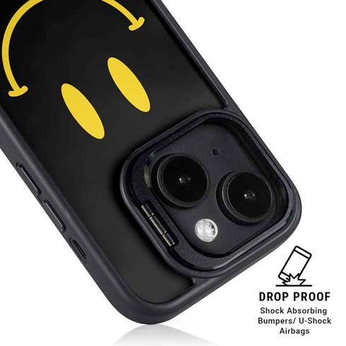 Black Happy Face iPhone 15 Plus Kickstand Case