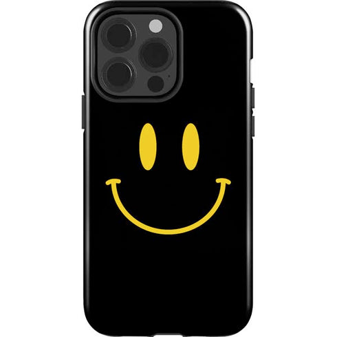 Black Happy Face iPhone 15 Pro Impact Case