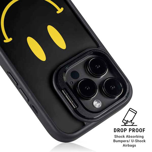 Black Happy Face iPhone 15 Pro Max Kickstand Case